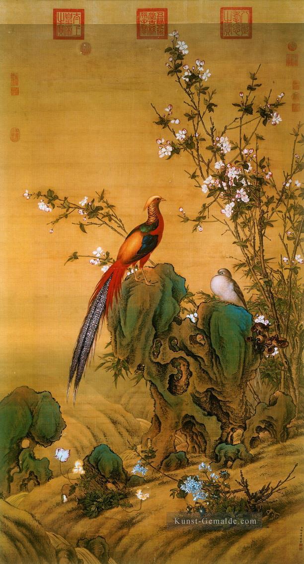 Lang glänzt Vögel im Frühjahr alte China Tinte Giuseppe Castiglione Ölgemälde